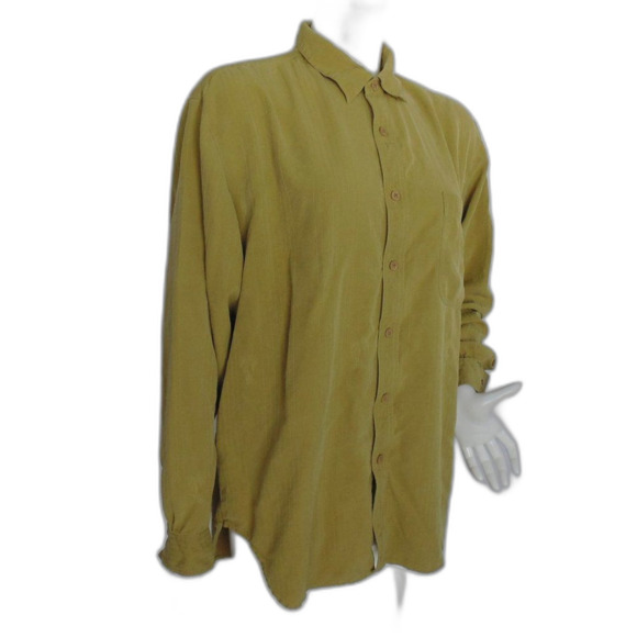 TOMMY BAHAMA Silk Shirt, L, Green, Long sleeves, Pocket, Jacquard stripes, Solid - Picture 2 of 13
